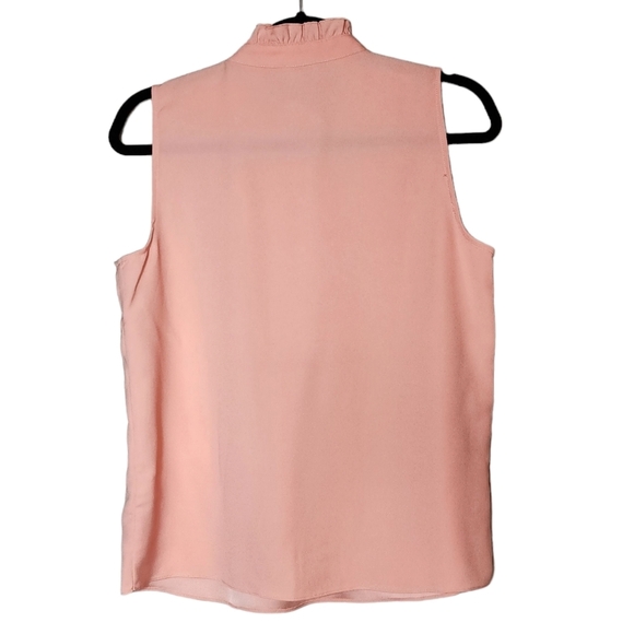 NWT J. Crew Size 6 Light Pink Coral Peach Ruffle Trim Crepe Sleeveless Blouse - Picture 9 of 16